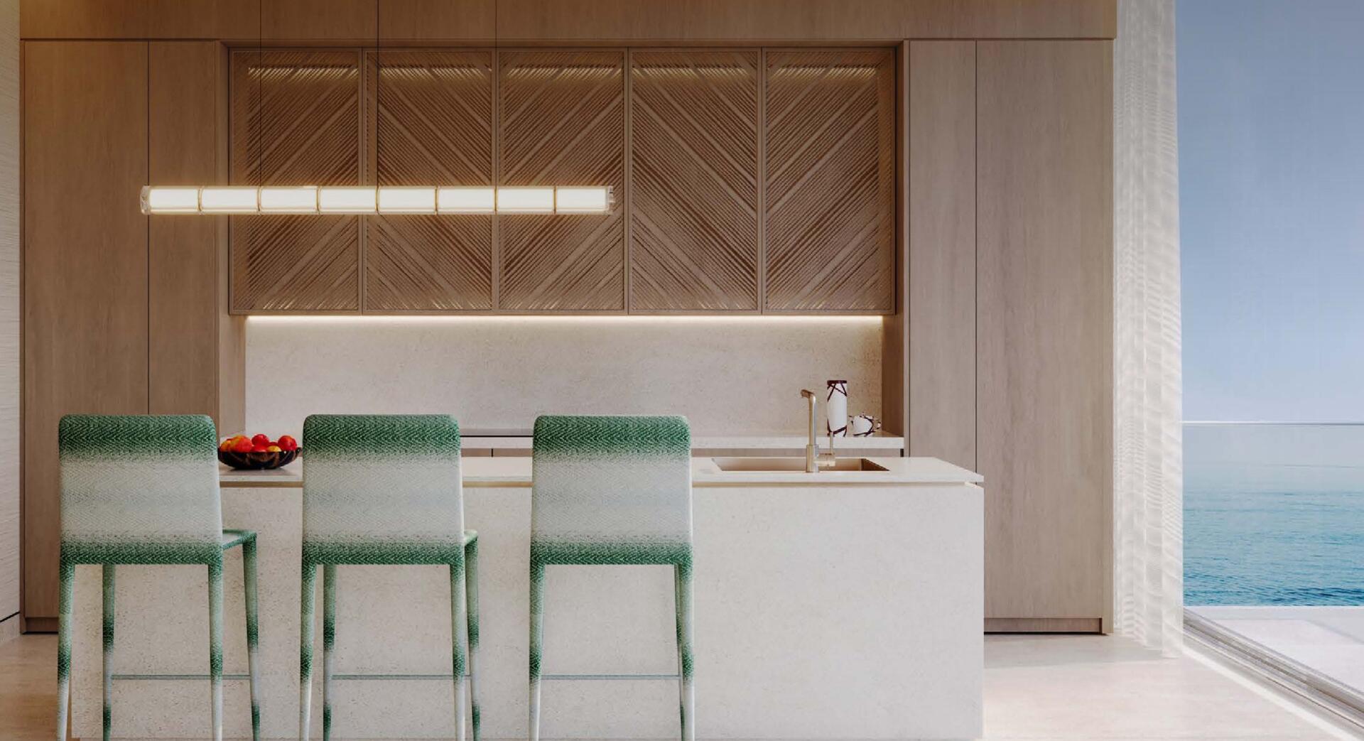 Modern kitchen with premium appliances and ocean views