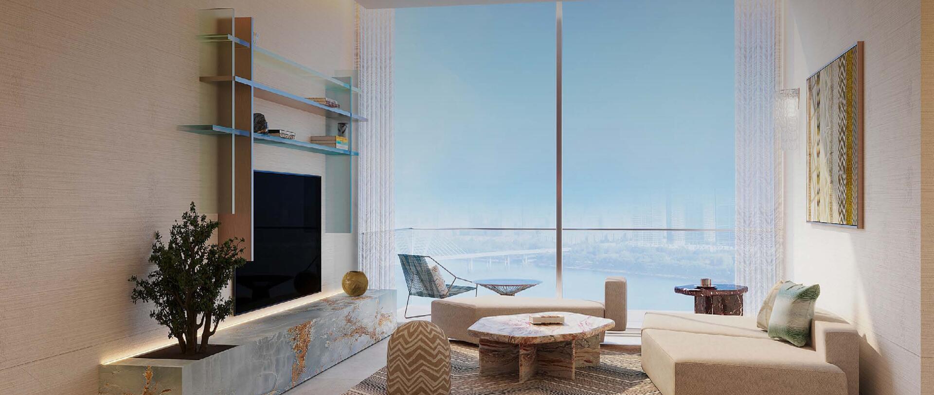Living room with panoramic ocean views